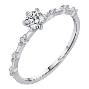 Moissanite Sterling Silver Wt GRA Certificate 0.3ct Sz 8